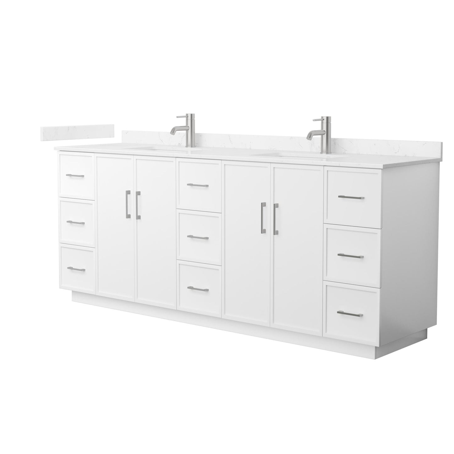 Elan TK Bathroom Vanity with Countertop 84 inch Double Sink Single hole Faucet Setup