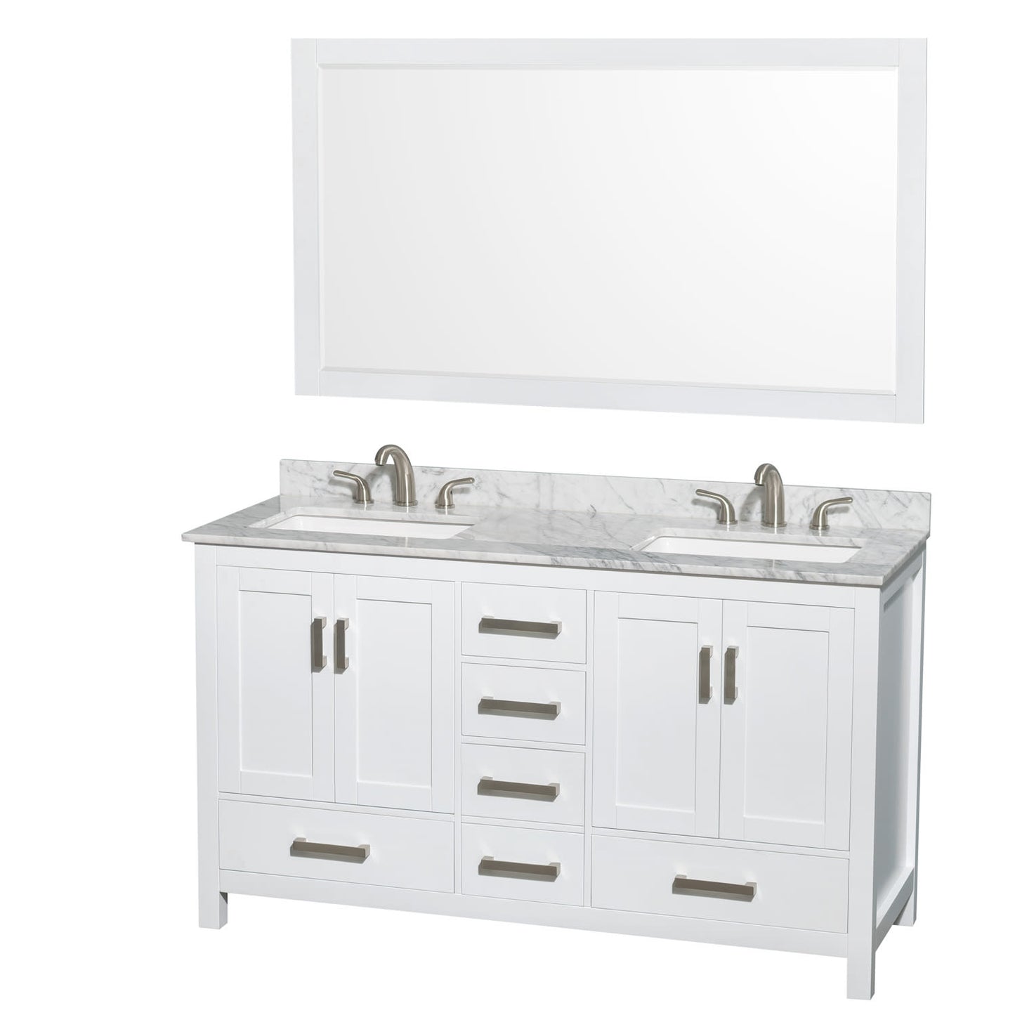 Sheffield Bathroom Vanity with Countertop 60 inch Double Sink 3-hole Faucet Setup