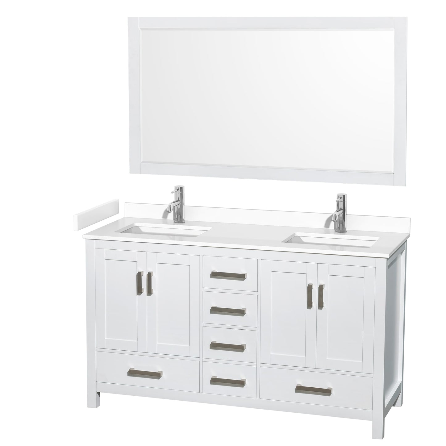 Sheffield Bathroom Vanity with Countertop 60 inch Double Sink Single hole Faucet Setup