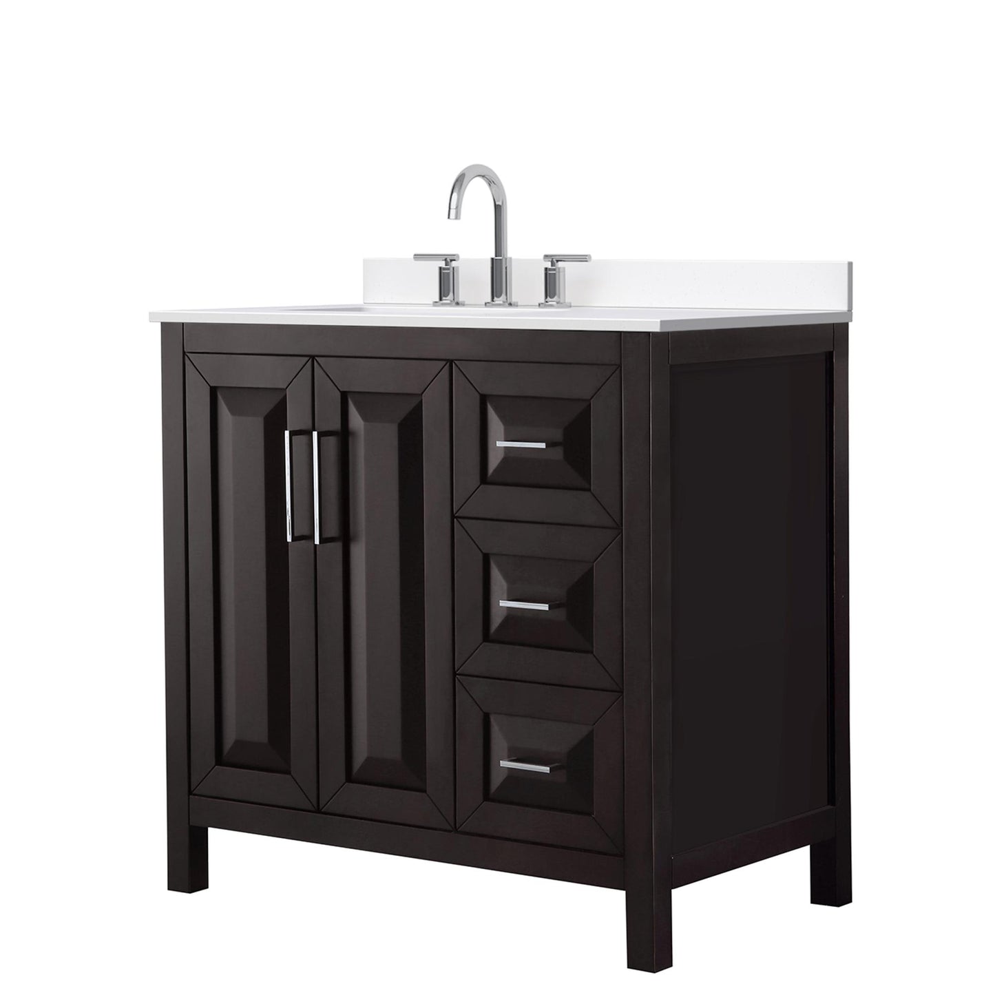 Daria Bathroom Vanity with Countertop 36 inch Single Sink 3-hole Faucet Setup