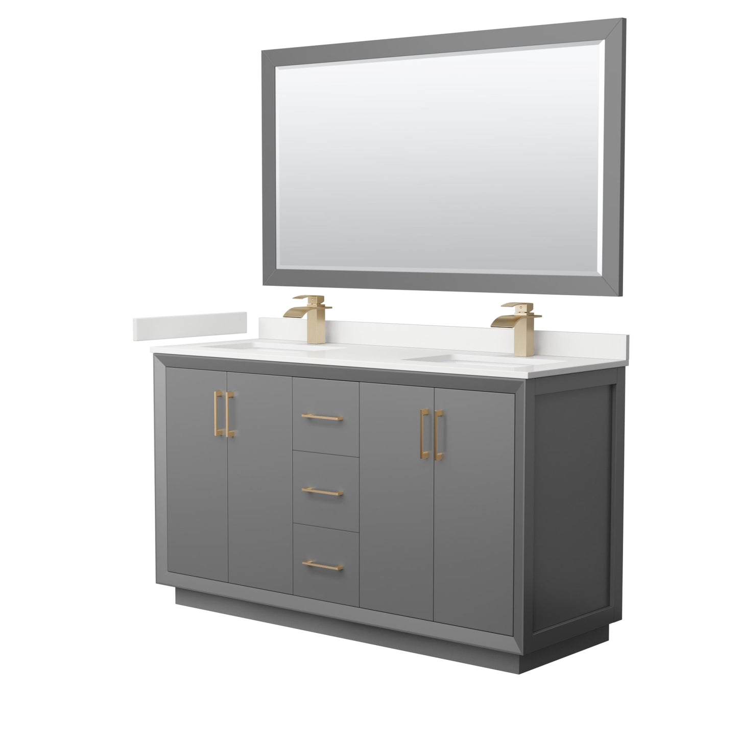 Strada Bathroom Vanity with Countertop 60 inch Double Sink Single hole Faucet Setup