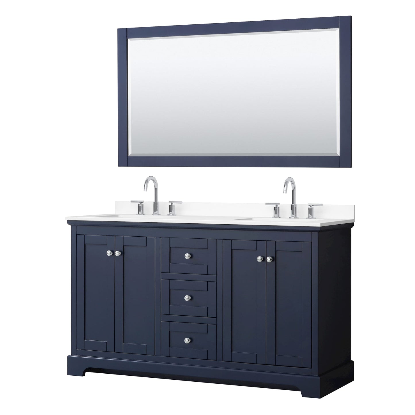 Avery Bathroom Vanity with Countertop 60 inch Double Sink 3-hole Faucet Setup