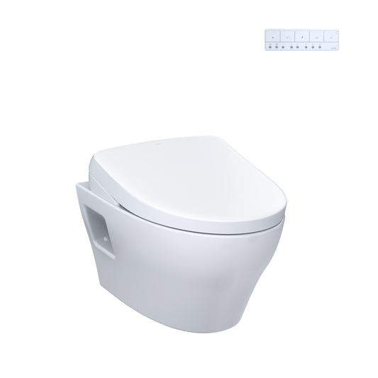 Toto Washlet+ Ep Wall-Hung Elongated Toilet With S7 Contemporary Bidet Seat And Duofit In-Wall 0.9 And 1.28 Gpf Dual-Flush Tank System
