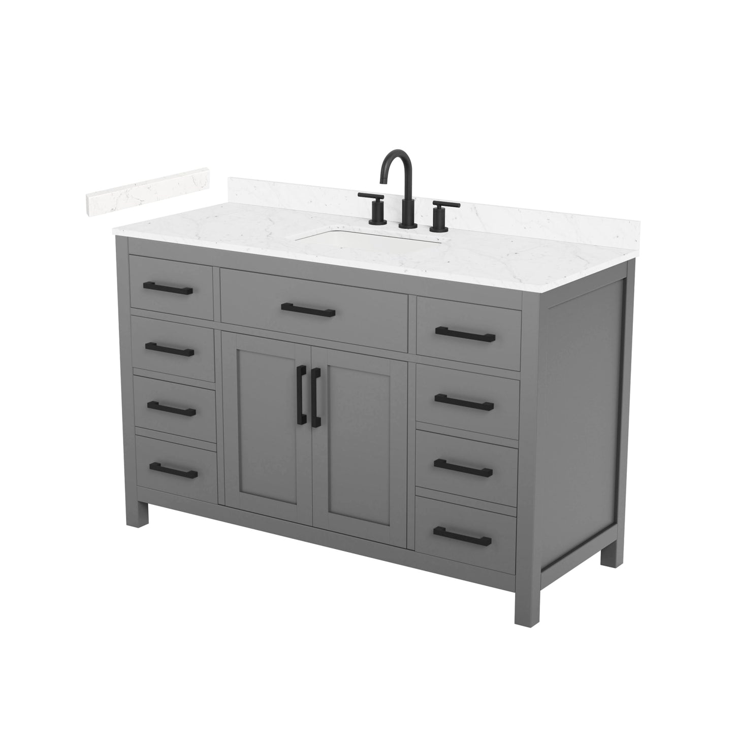 Beckett Bathroom Vanity with Countertop 54 inch Single Sink 3-hole Faucet Setup