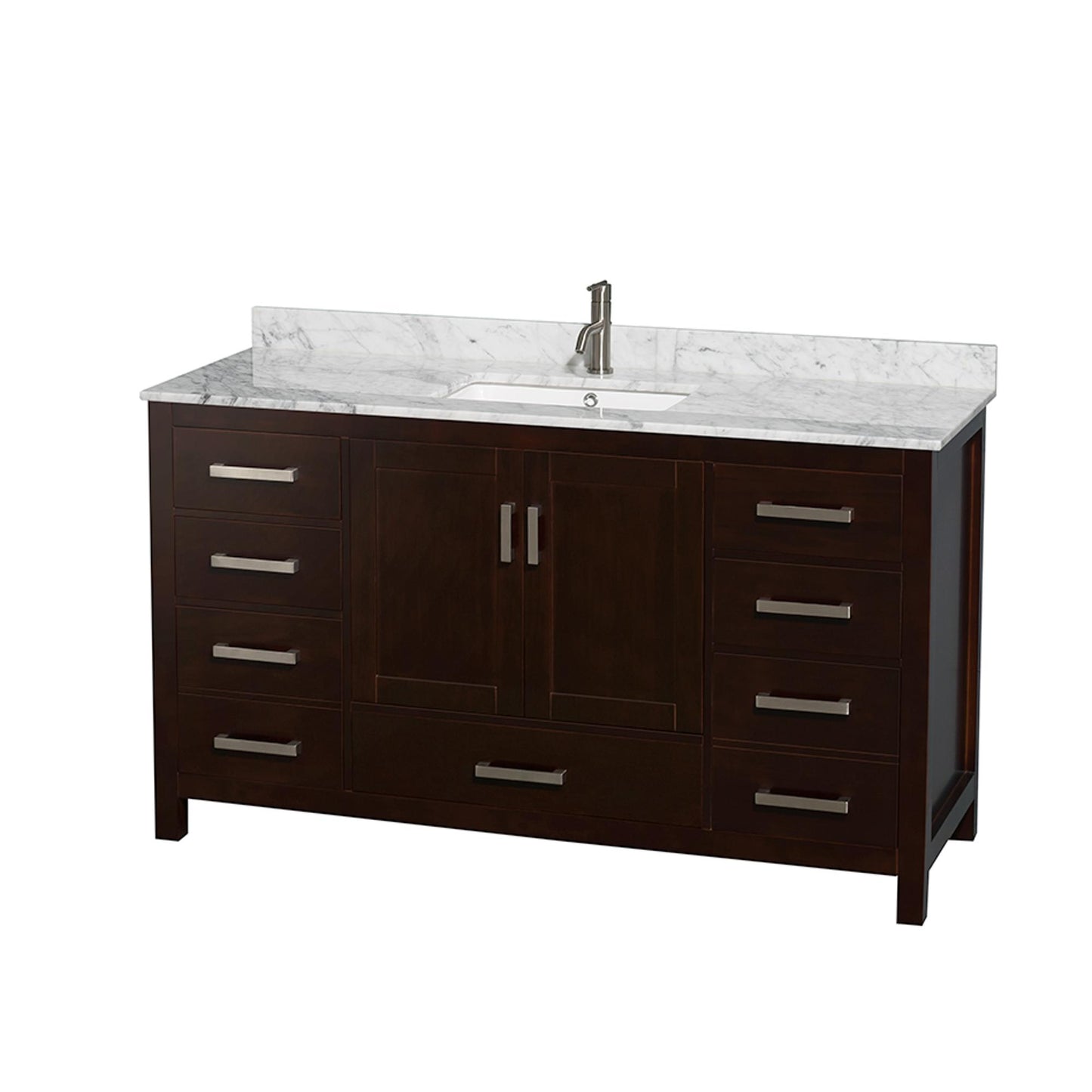 Sheffield Bathroom Vanity with Countertop 60 inch Single Sink Single hole Faucet Setup