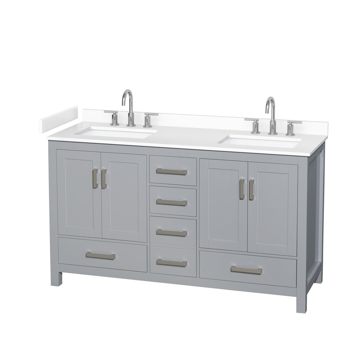 Sheffield Bathroom Vanity with Countertop 60 inch Double Sink 3-hole Faucet Setup