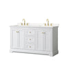 Custom image for White with Brushed Gold Trim / Carrara Cultured Marble / No Mirror