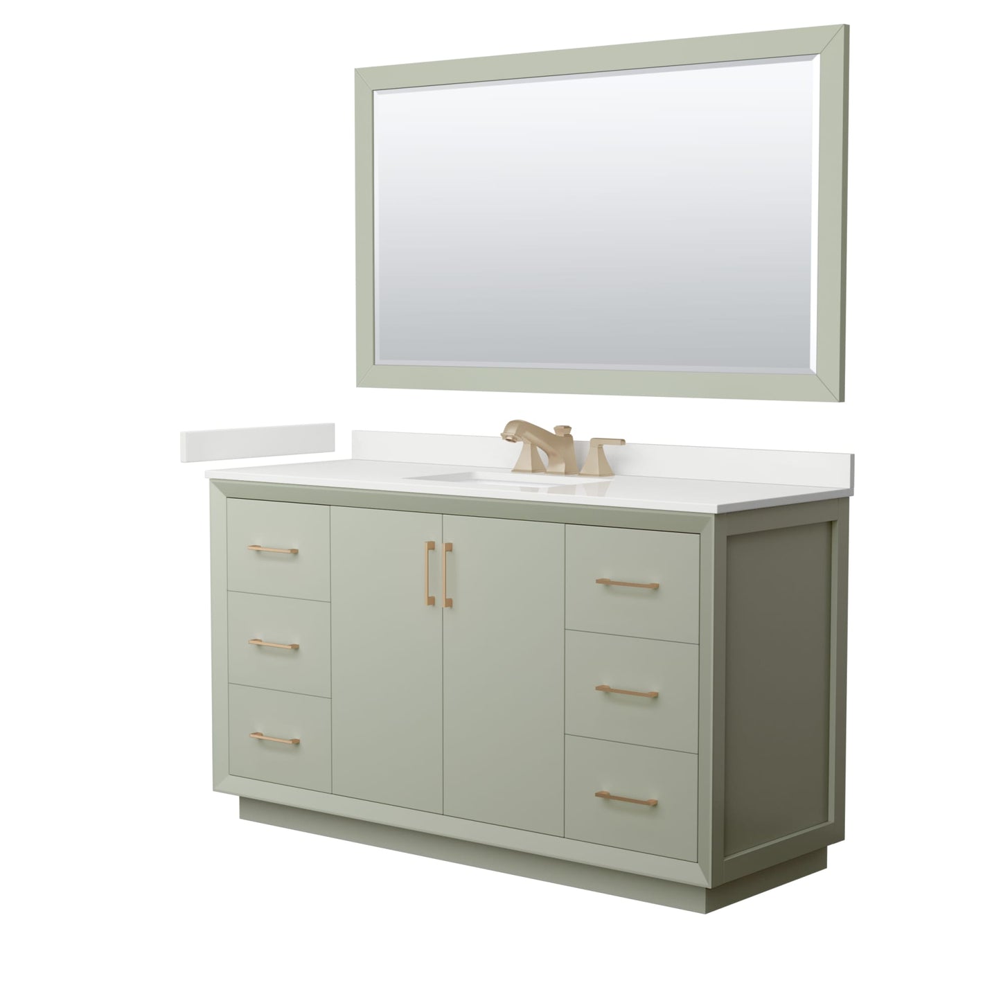 Strada Bathroom Vanity with Countertop 60 inch Single Sink 3-hole Faucet Setup