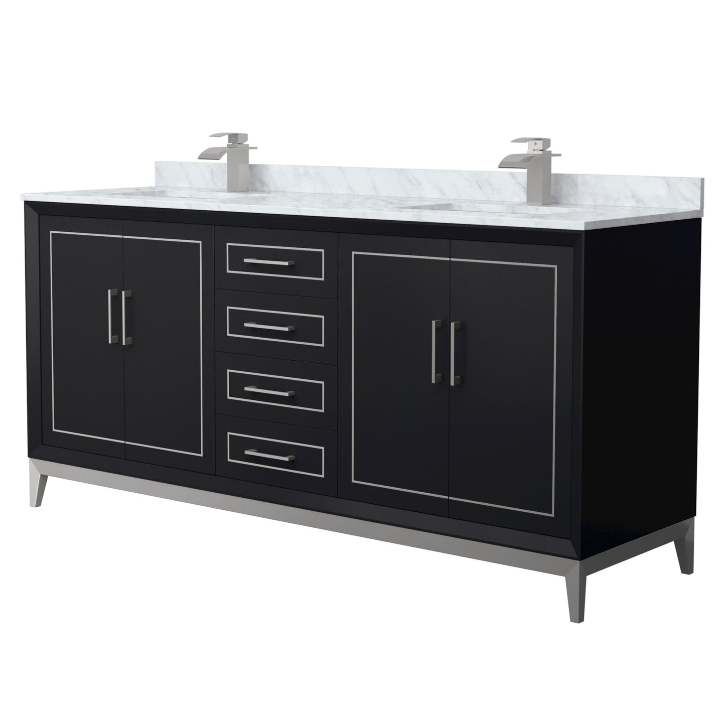 Marlena Bathroom Vanity with Countertop 72 inch Double Sink Single hole Faucet Setup