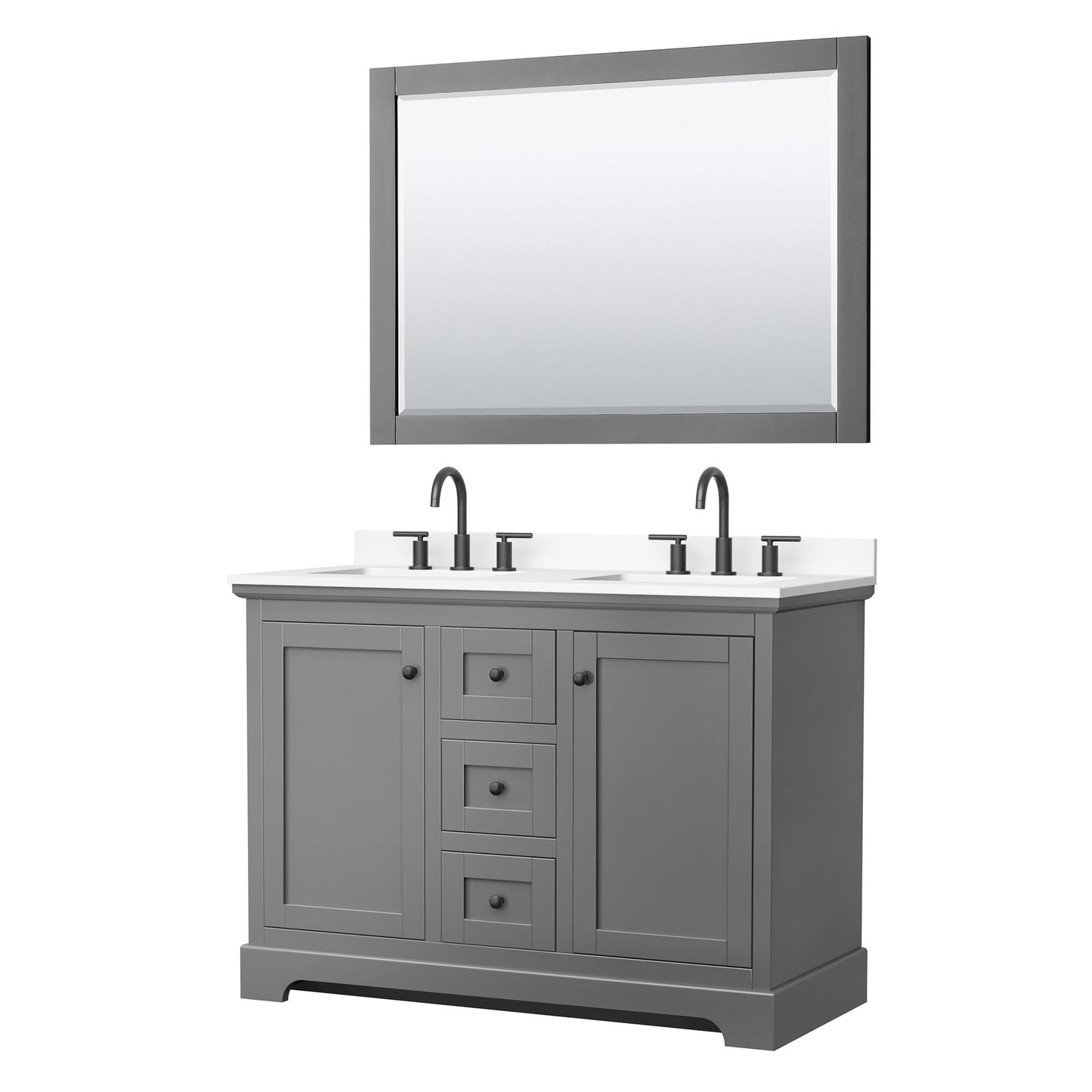 Avery Bathroom Vanity with Countertop 48 inch Double Sink 3-hole Faucet Setup