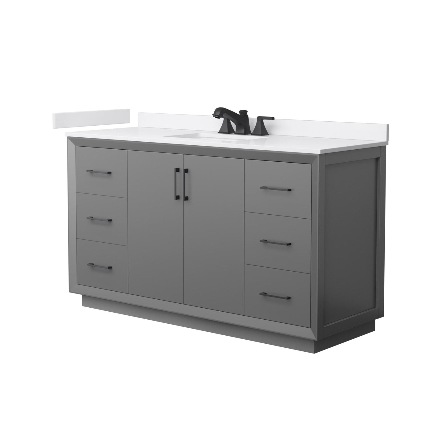 Strada Bathroom Vanity with Countertop 60 inch Single Sink 3-hole Faucet Setup