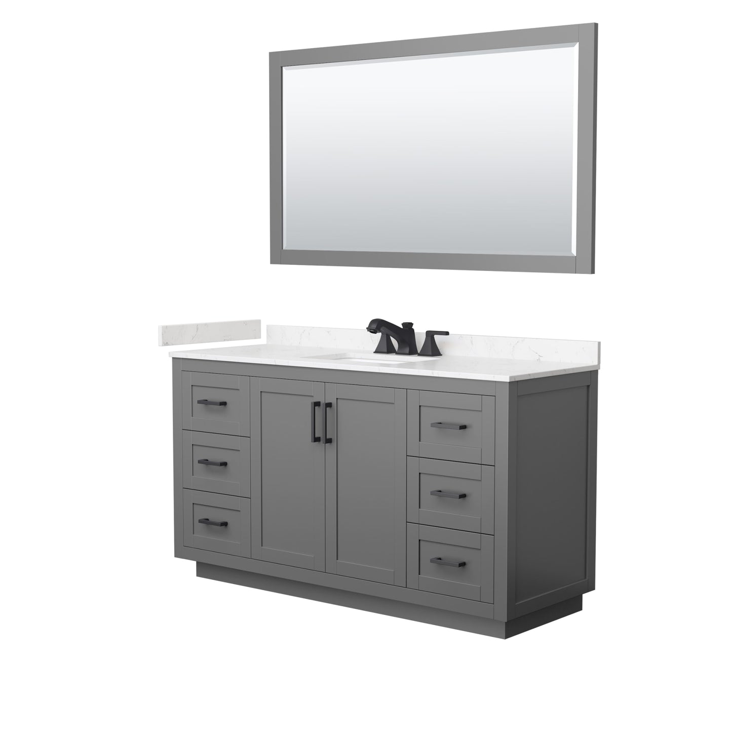 Miranda Bathroom Vanity with Countertop 60 inch Single Sink 3-hole Faucet Setup