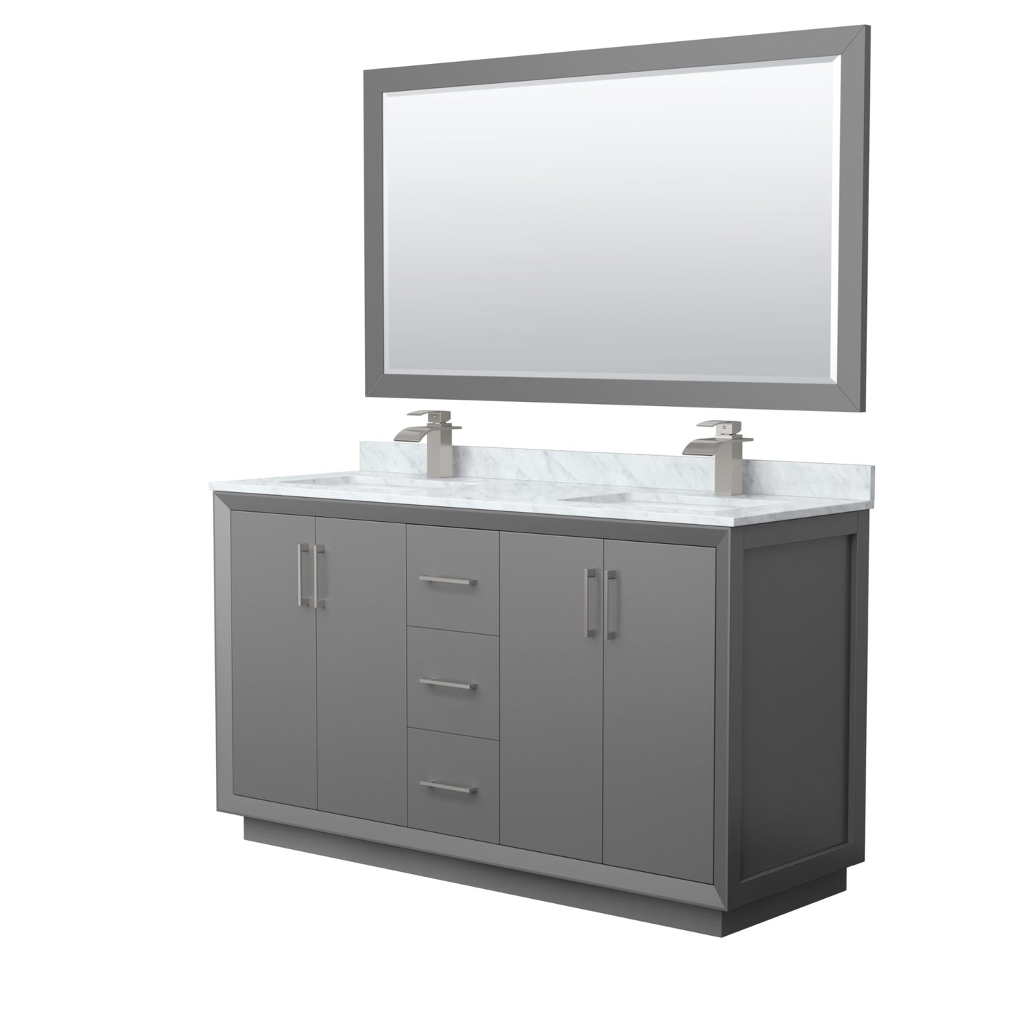 Strada Bathroom Vanity with Countertop 60 inch Double Sink Single hole Faucet Setup