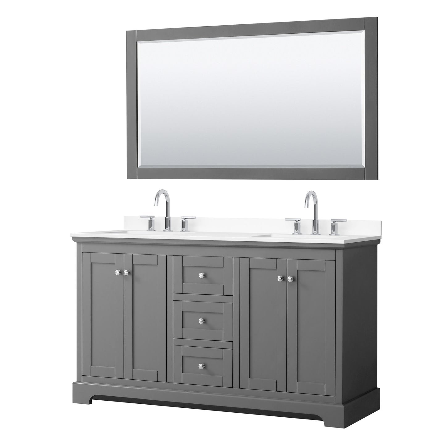 Avery Bathroom Vanity with Countertop 60 inch Double Sink 3-hole Faucet Setup