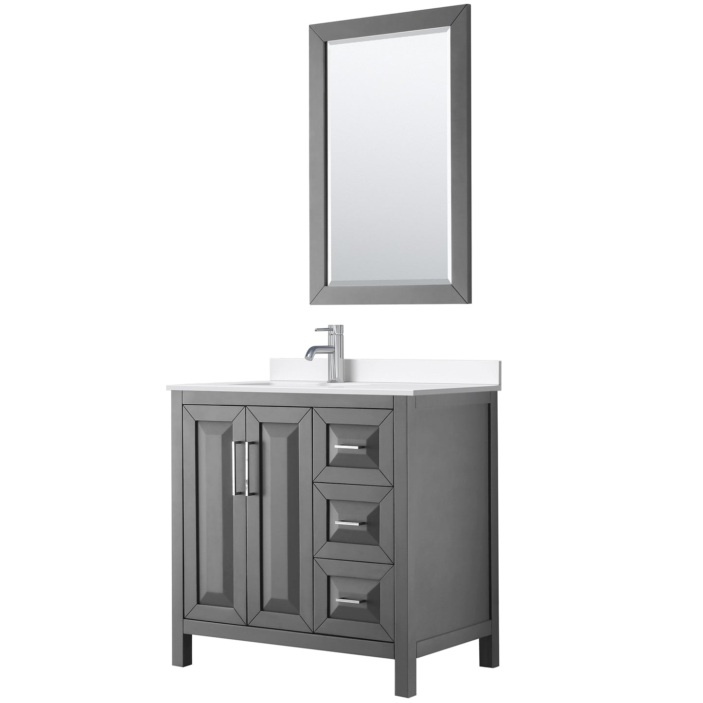 Daria Bathroom Vanity with Countertop 36 inch Single Sink Single hole Faucet Setup