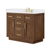 Custom image for Dark Oak with Brushed Gold Trim / White Quartz / No Mirror