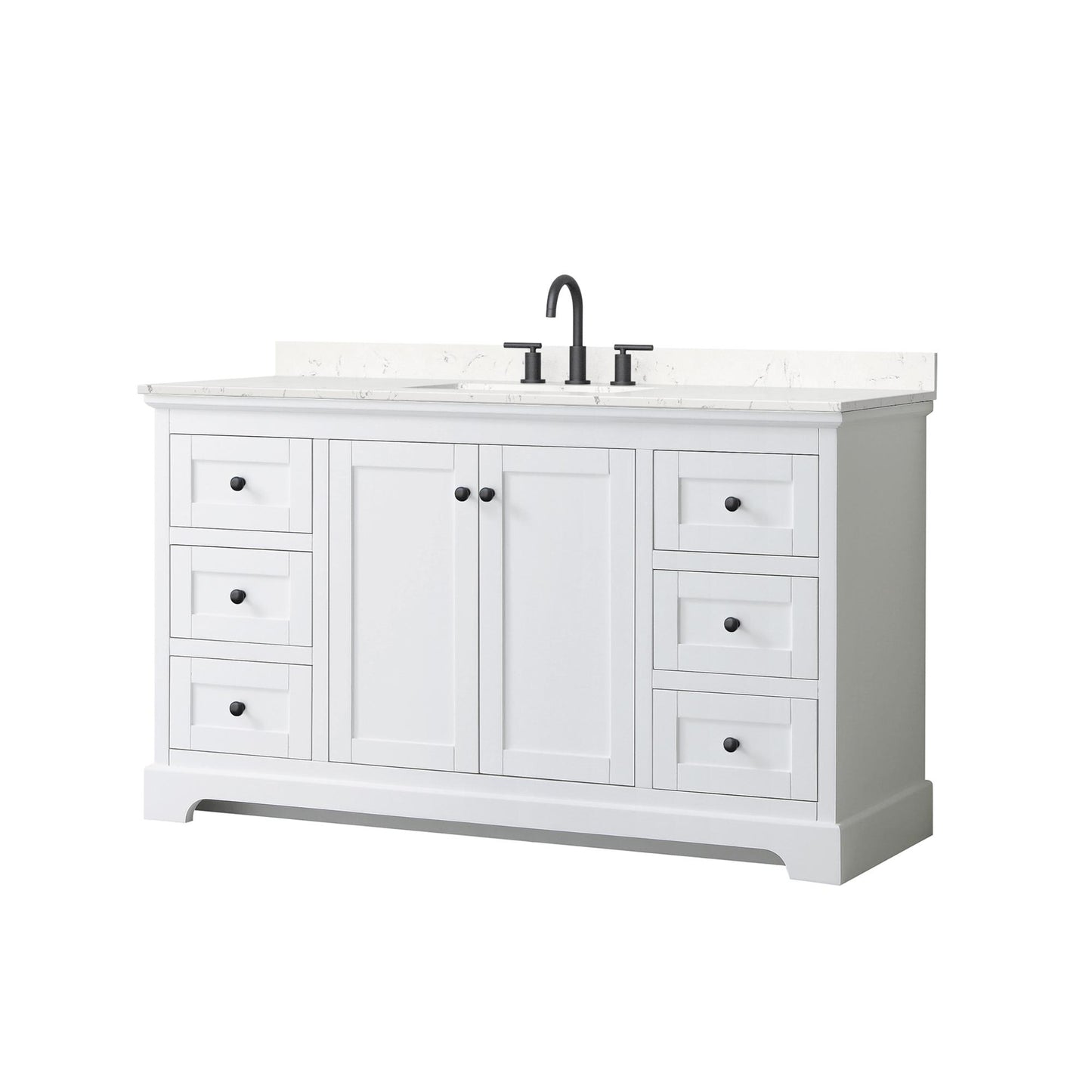 Avery Bathroom Vanity with Countertop 60 inch Single Sink 3-hole Faucet Setup