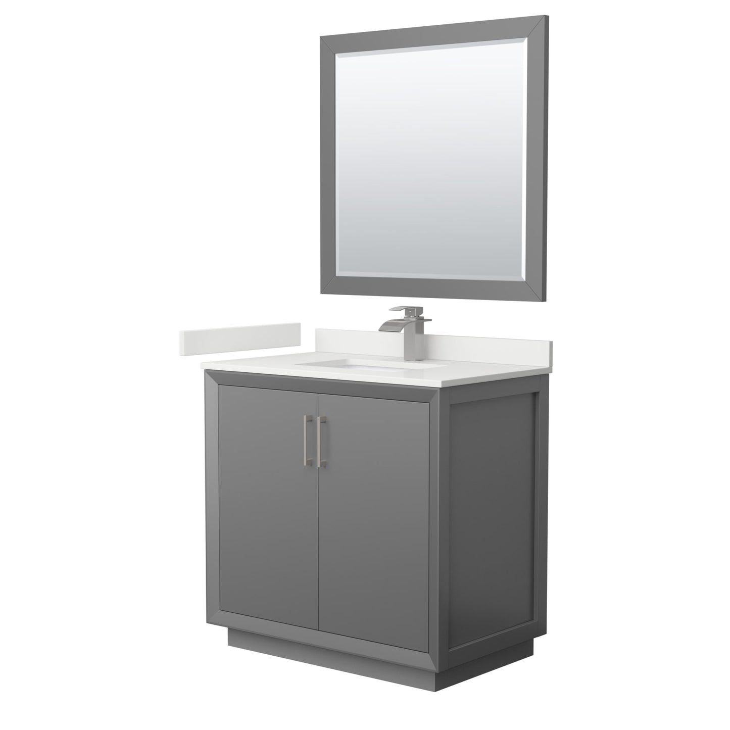 Strada Bathroom Vanity with Countertop 36 inch Single Sink Single hole Faucet Setup