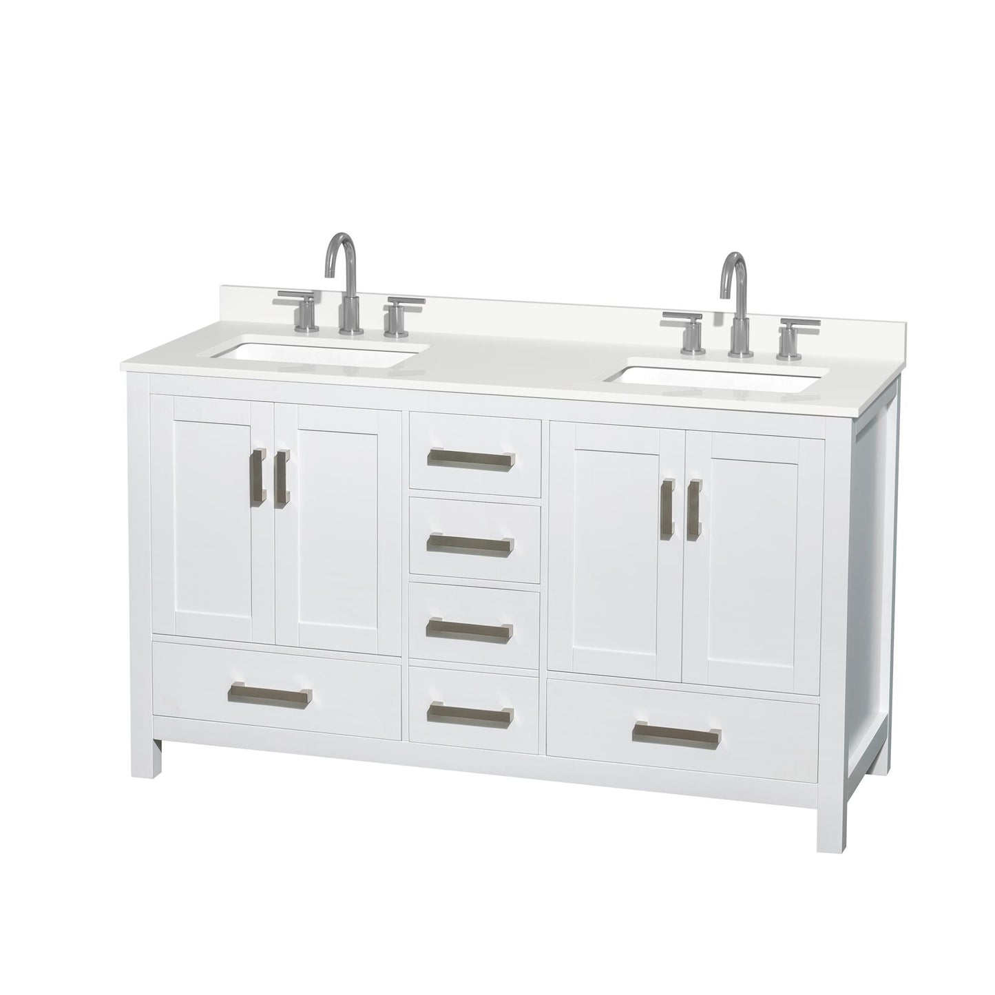Sheffield Bathroom Vanity with Countertop 60 inch Double Sink 3-hole Faucet Setup