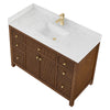 Custom image for Dark Walnut with Brushed Gold Trim / Carrara Cultured Marble / No Mirror