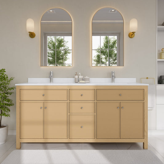Pendry Bathroom Vanity with Countertop 72 inch Double Sink Single hole Faucet Setup