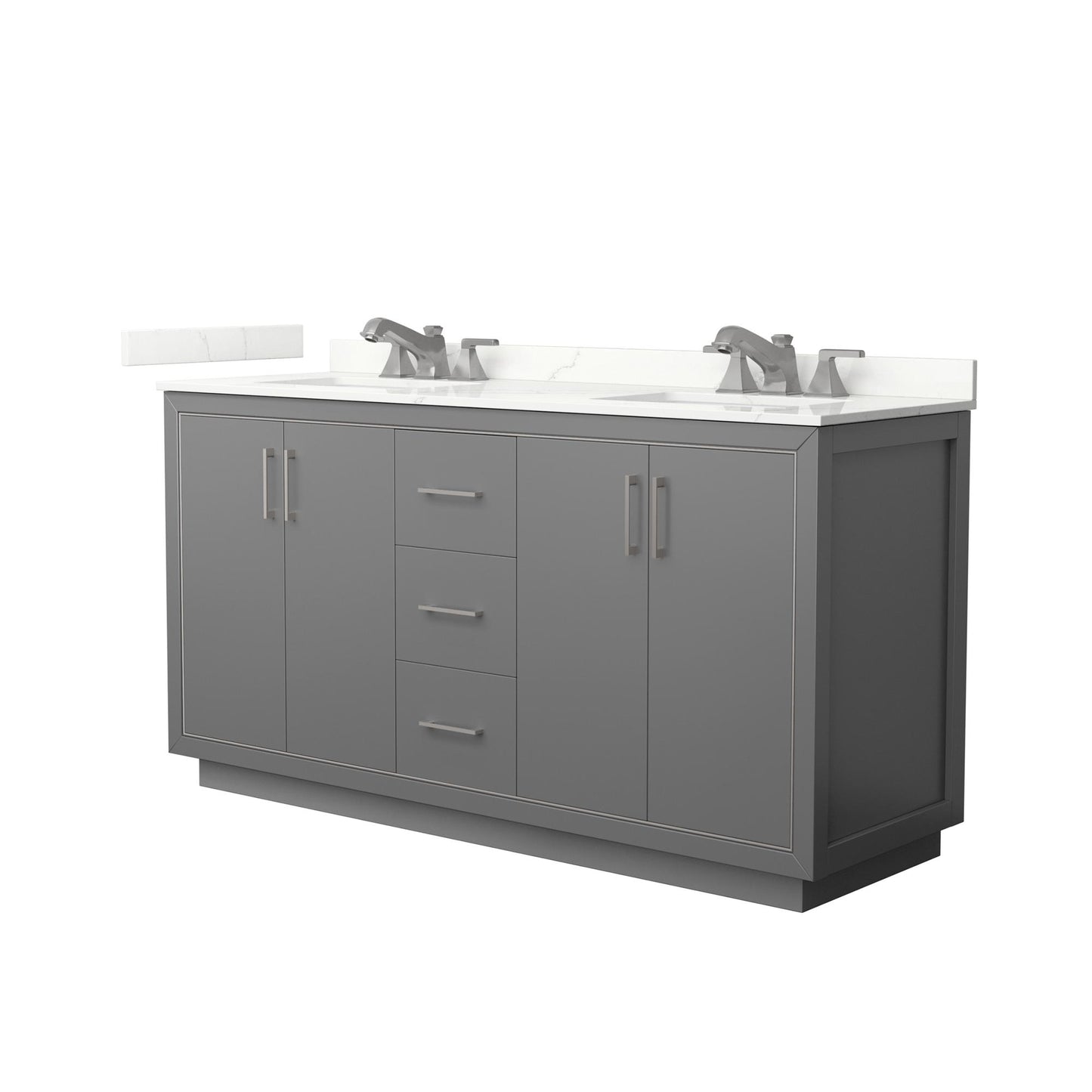 Icon Bathroom Vanity with Countertop 66 inch Double Sink 3-hole Faucet Setup