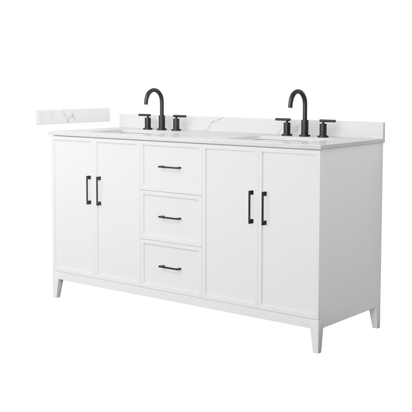 Elan Bathroom Vanity with Countertop 66 inch Double Sink 3-hole Faucet Setup