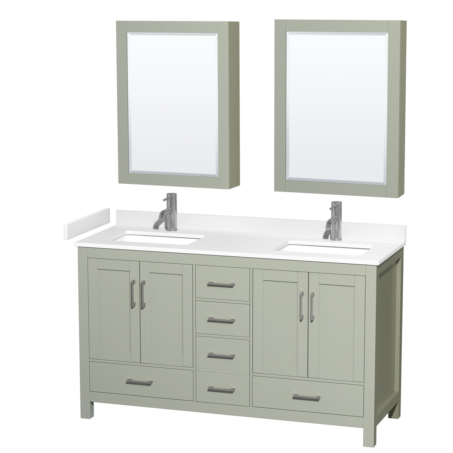 Sheffield Bathroom Vanity with Countertop 60 inch Double Sink Single hole Faucet Setup