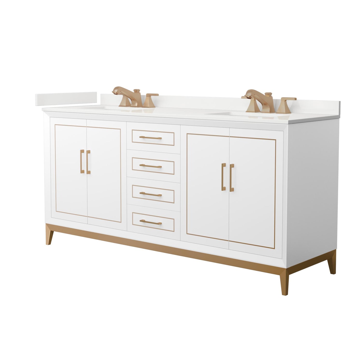 Marlena Bathroom Vanity with Countertop 72 inch Double Sink 3-hole Faucet Setup