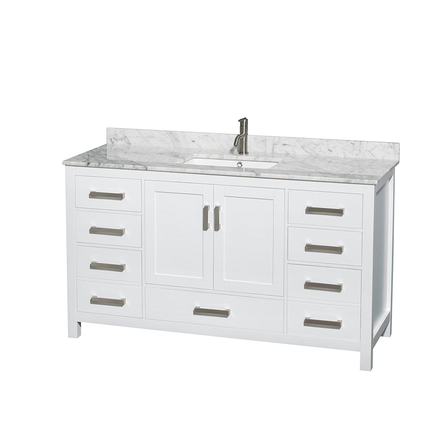 Sheffield Bathroom Vanity with Countertop 60 inch Single Sink Single hole Faucet Setup