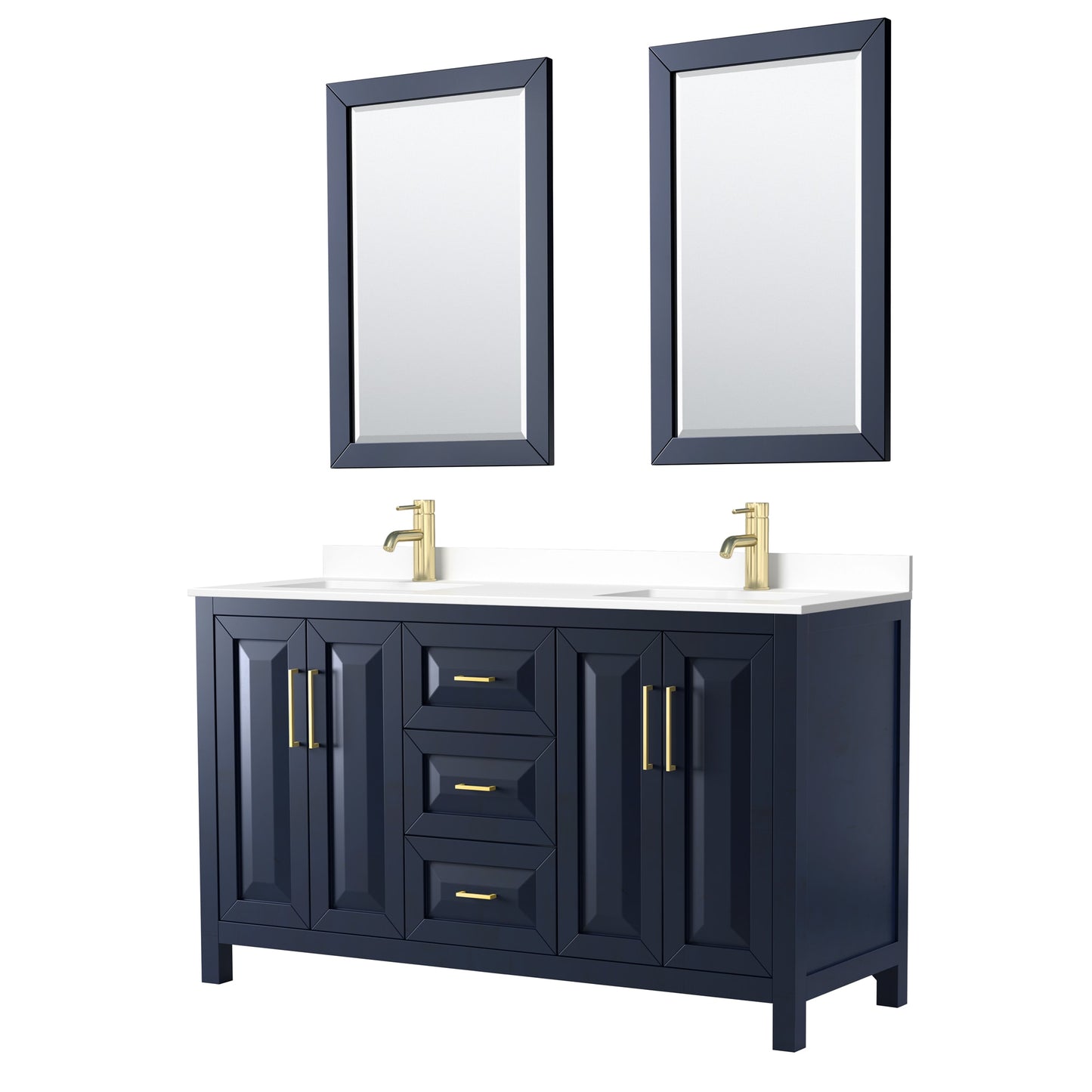 Daria Bathroom Vanity with Countertop 60 inch Double Sink Single hole Faucet Setup
