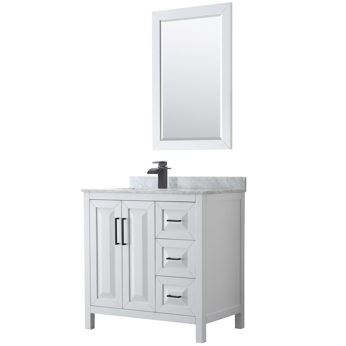 Daria Bathroom Vanity with Countertop 36 inch Single Sink Single hole Faucet Setup