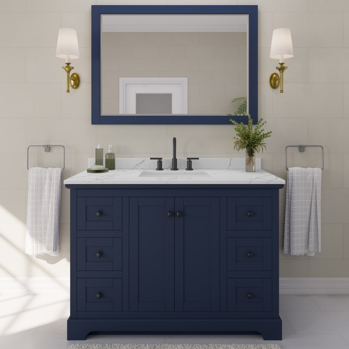 Avery Bathroom Vanity with Countertop 48 inch Single Sink 3-hole Faucet Setup
