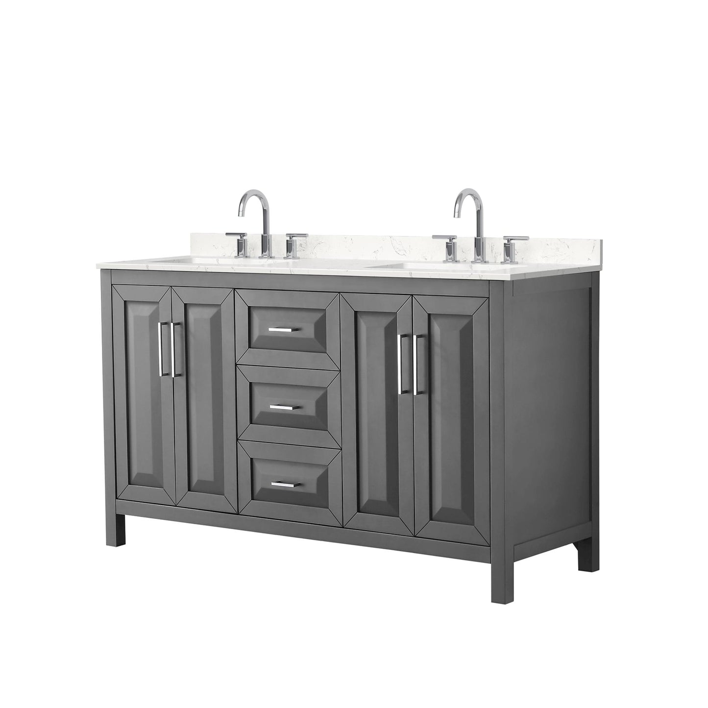 Daria Bathroom Vanity with Countertop 60 inch Double Sink 3-hole Faucet Setup