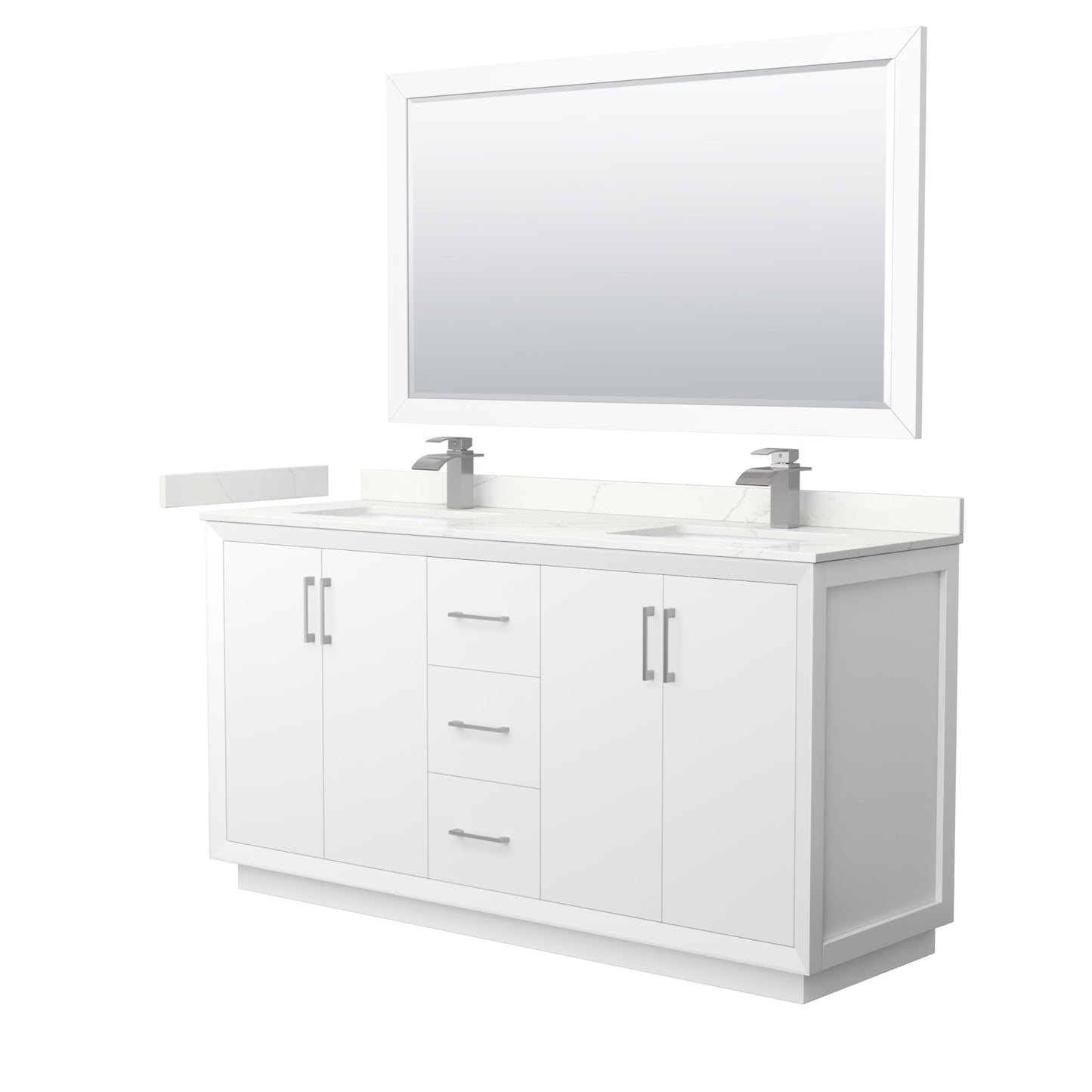 Strada Bathroom Vanity with Countertop 66 inch Double Sink Single hole Faucet Setup