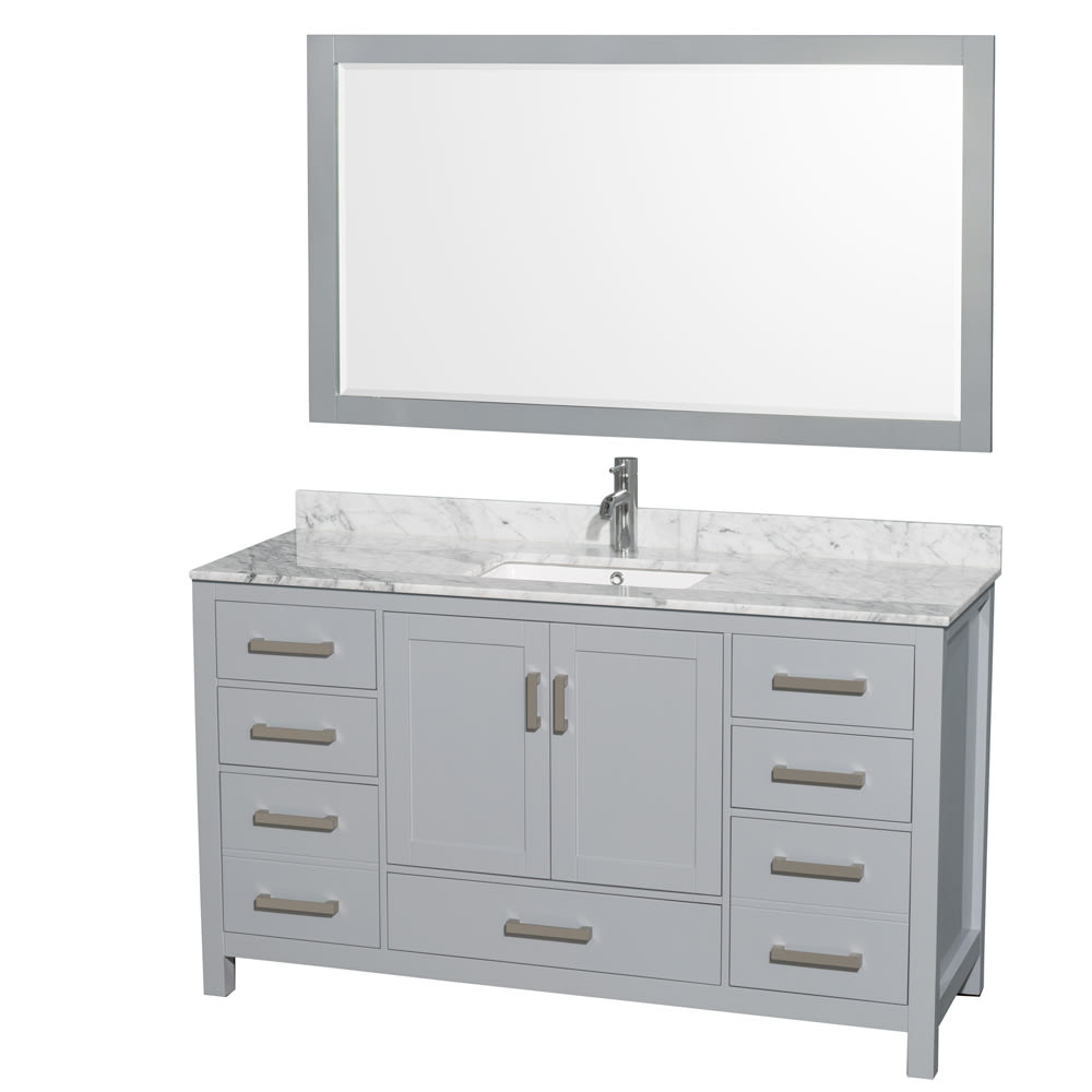 Sheffield Bathroom Vanity with Countertop 60 inch Single Sink Single hole Faucet Setup
