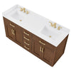 Custom image for Dark Oak with Brushed Gold Trim / White Cultured Marble / No Mirror