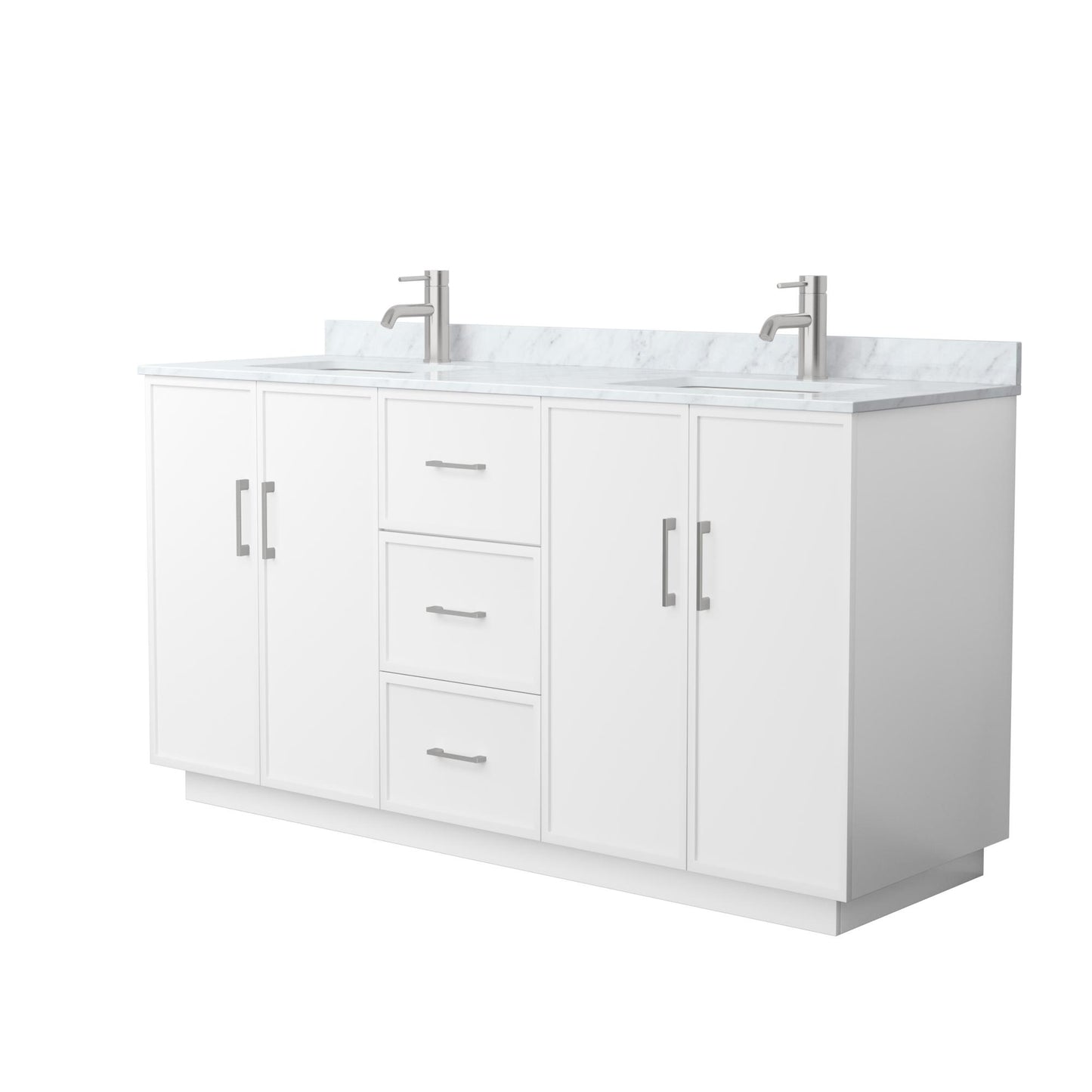 Elan TK Bathroom Vanity with Countertop 66 inch Double Sink Single hole Faucet Setup