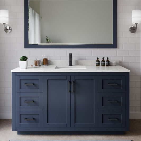 Miranda Bathroom Vanity with Countertop 60 inch Single Sink Single hole Faucet Setup