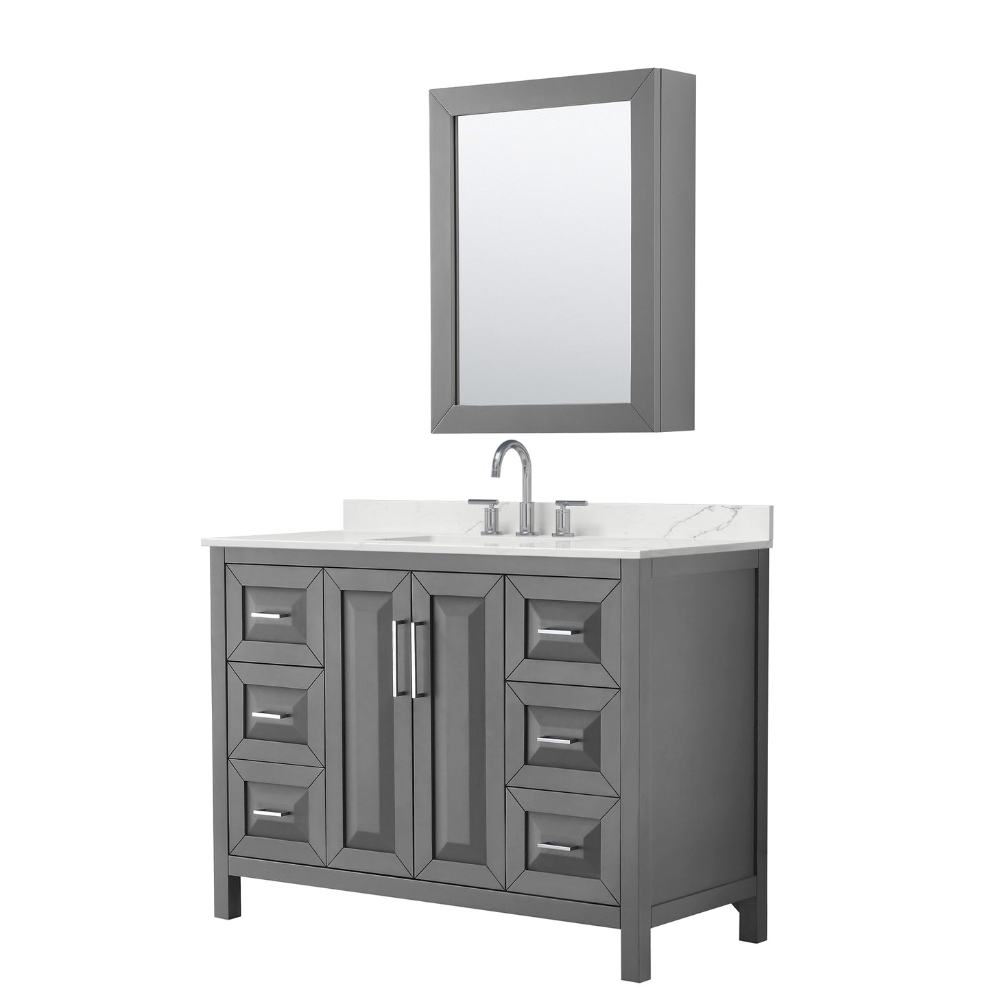 Daria Bathroom Vanity with Countertop 48 inch Single Sink 3-hole Faucet Setup