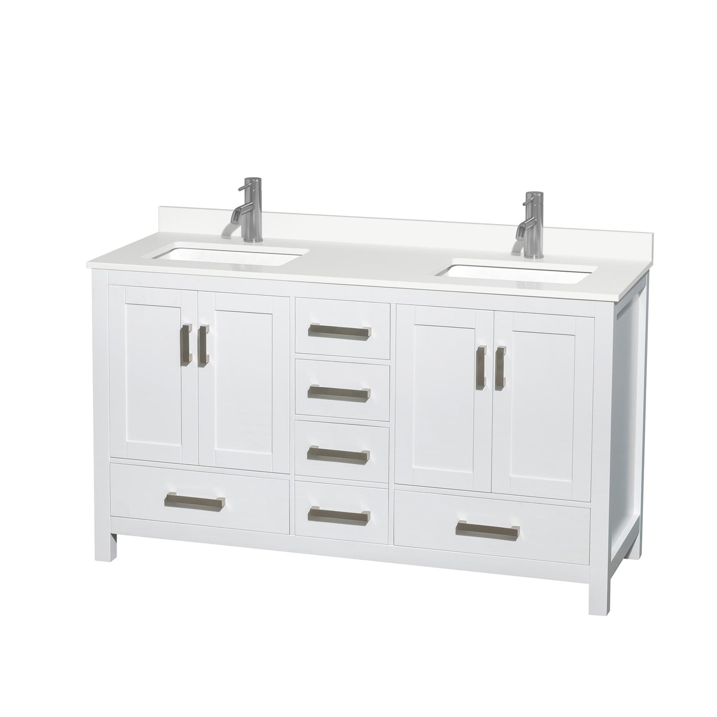 Sheffield Bathroom Vanity with Countertop 60 inch Double Sink Single hole Faucet Setup
