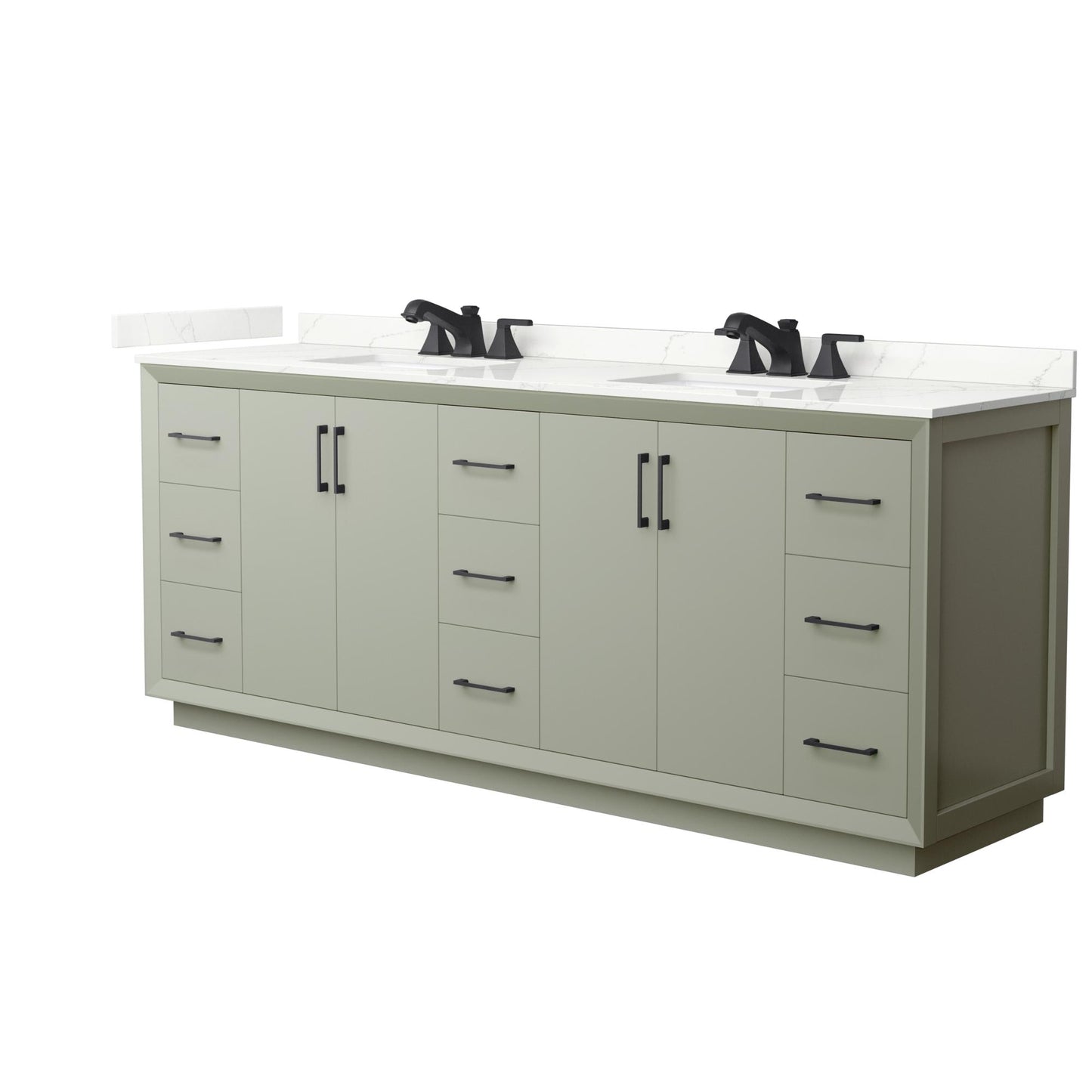 Strada Bathroom Vanity with Countertop 84 inch Double Sink 3-hole Faucet Setup