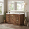 Custom image for Dark Oak with Brushed Gold Trim / White Cultured Marble / No Mirror