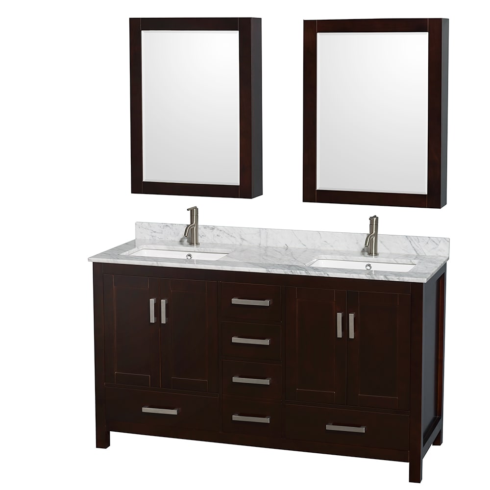 Sheffield Bathroom Vanity with Countertop 60 inch Double Sink Single hole Faucet Setup