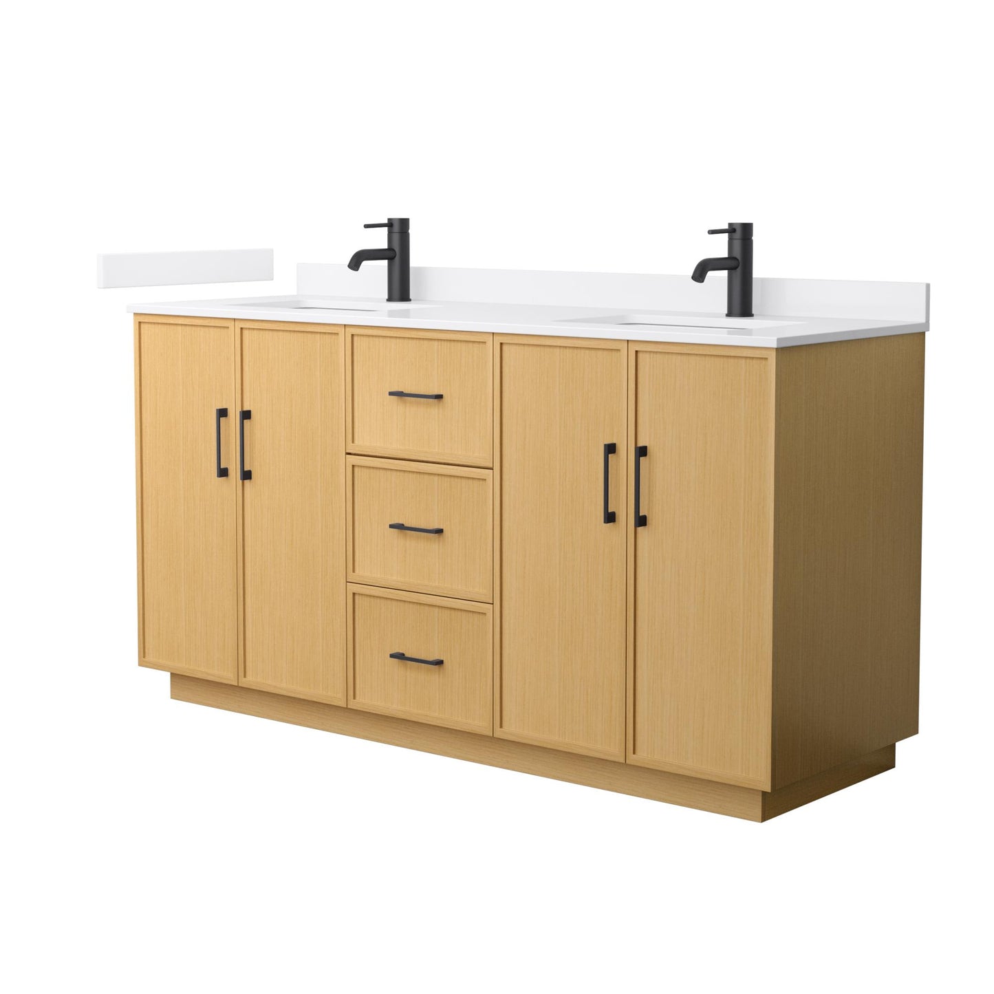 Elan TK Bathroom Vanity with Countertop 66 inch Double Sink Single hole Faucet Setup