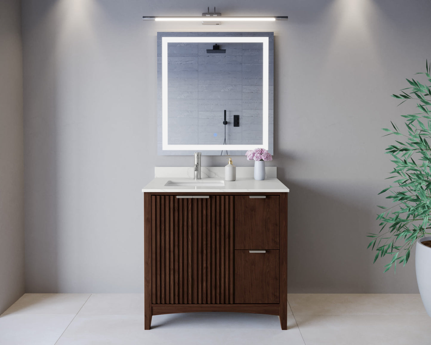 Palmilla Bathroom Vanity with Countertop 36 inch Single Sink Single hole Faucet Setup