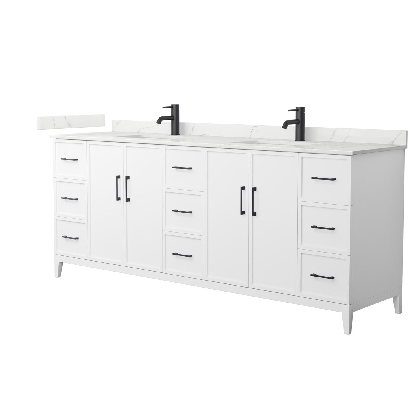 Elan Bathroom Vanity with Countertop 84 inch Double Sink Single hole Faucet Setup