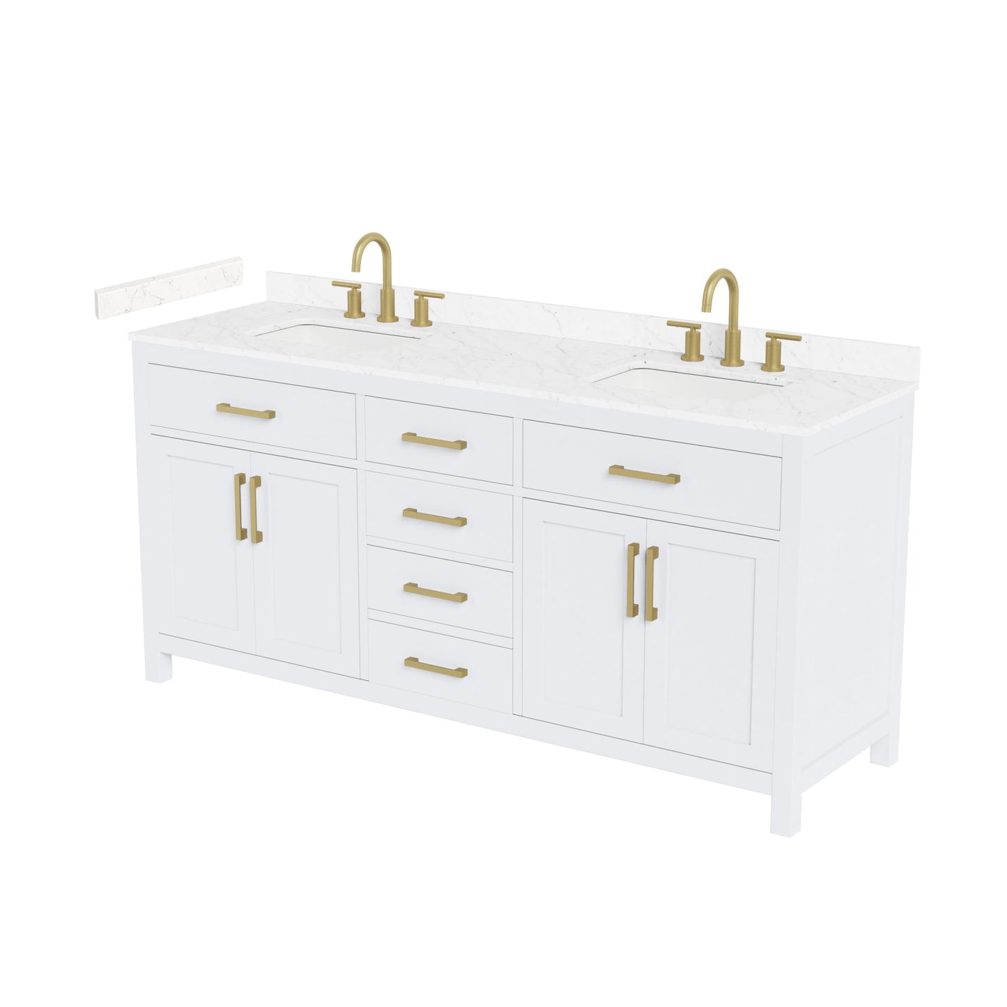 Beckett Bathroom Vanity with Countertop 72 inch Double Sink 3-hole Faucet Setup