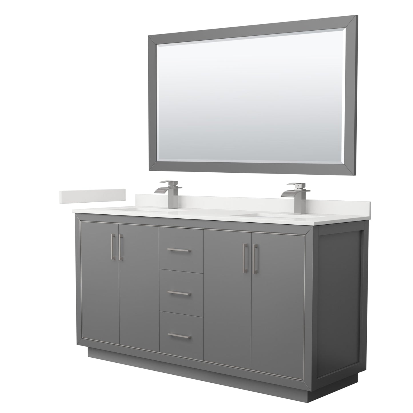 Icon Bathroom Vanity with Countertop 66 inch Double Sink Single hole Faucet Setup