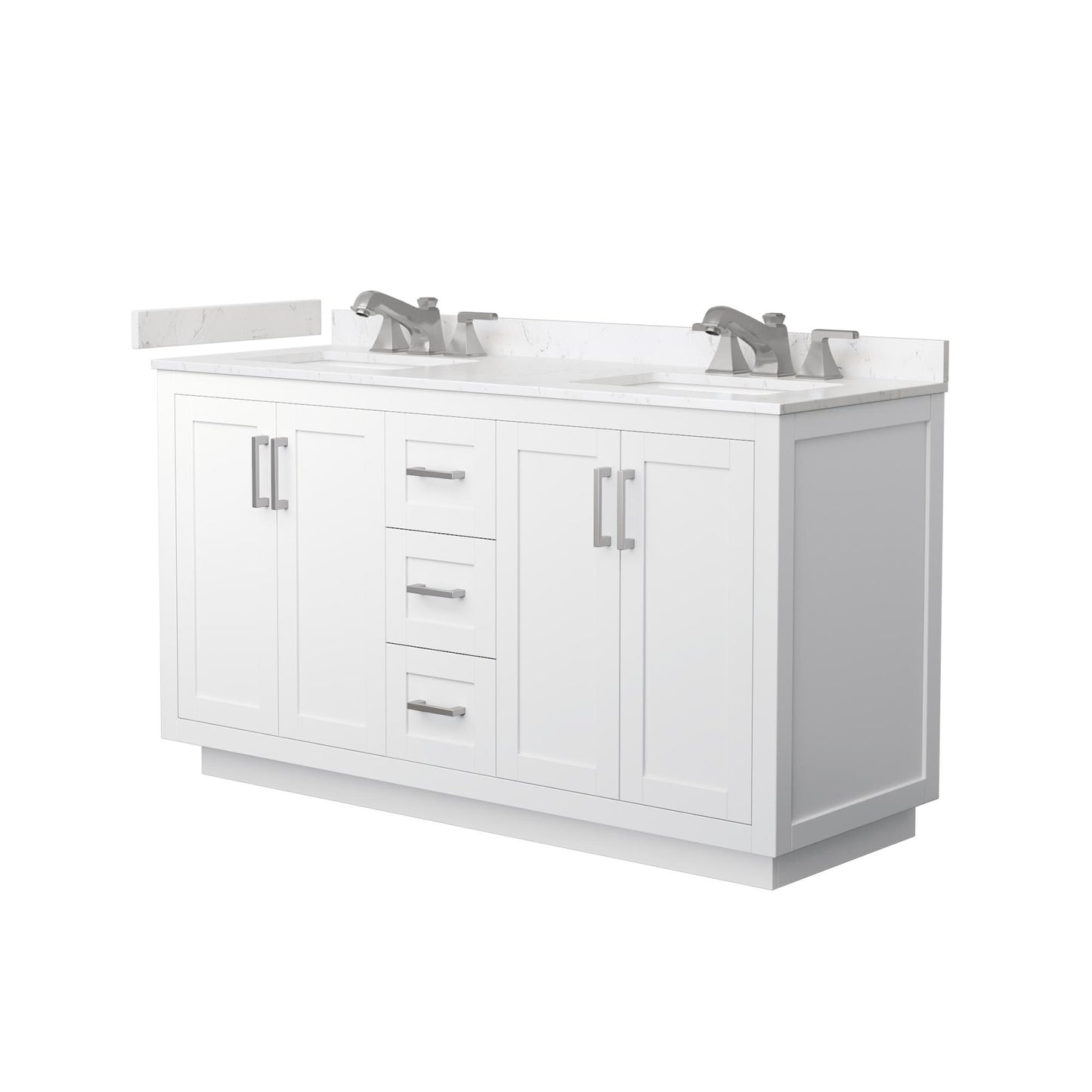 Miranda Bathroom Vanity with Countertop 60 inch Double Sink 3-hole Faucet Setup